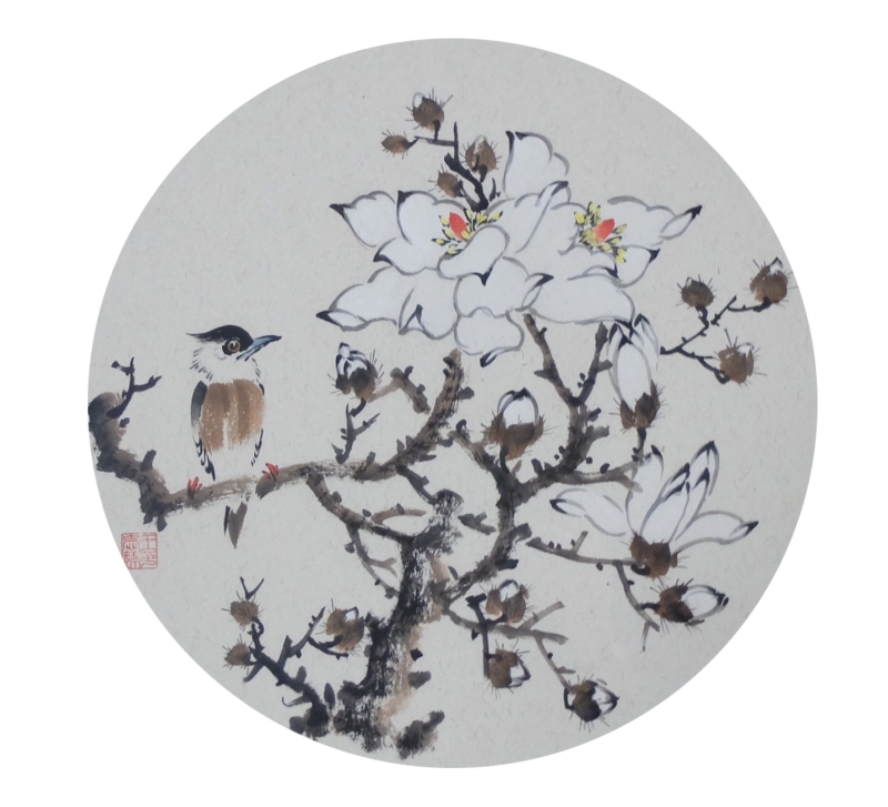 王爱婷《迎春》 50_50cm卡纸2017年