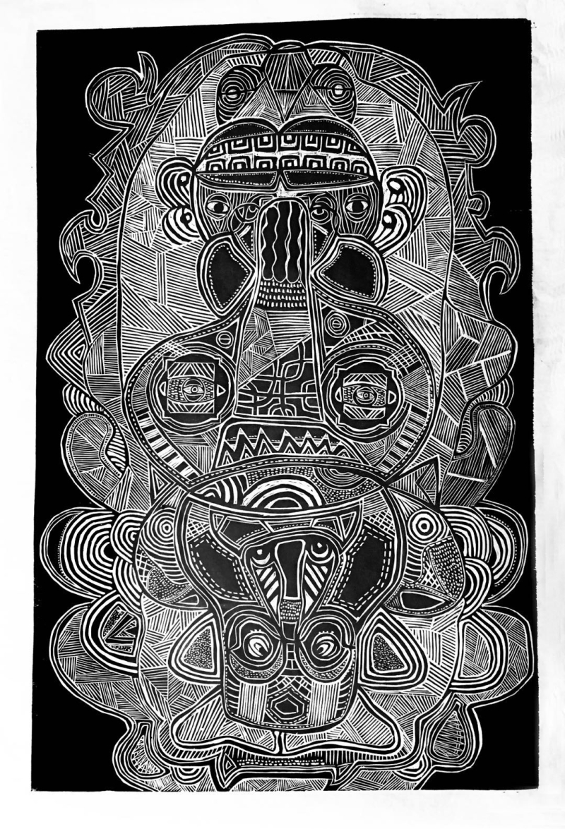 陈慧《颠倒》72 X 120 版画 2017