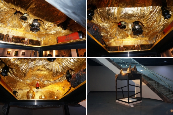2013国际漆三年展《修里髹外》2500X1500X1500材料：中国漆、贴金箔 形式：装置