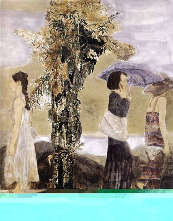 晴雨 150 x 120 cm 大漆 银箔 入漆材料